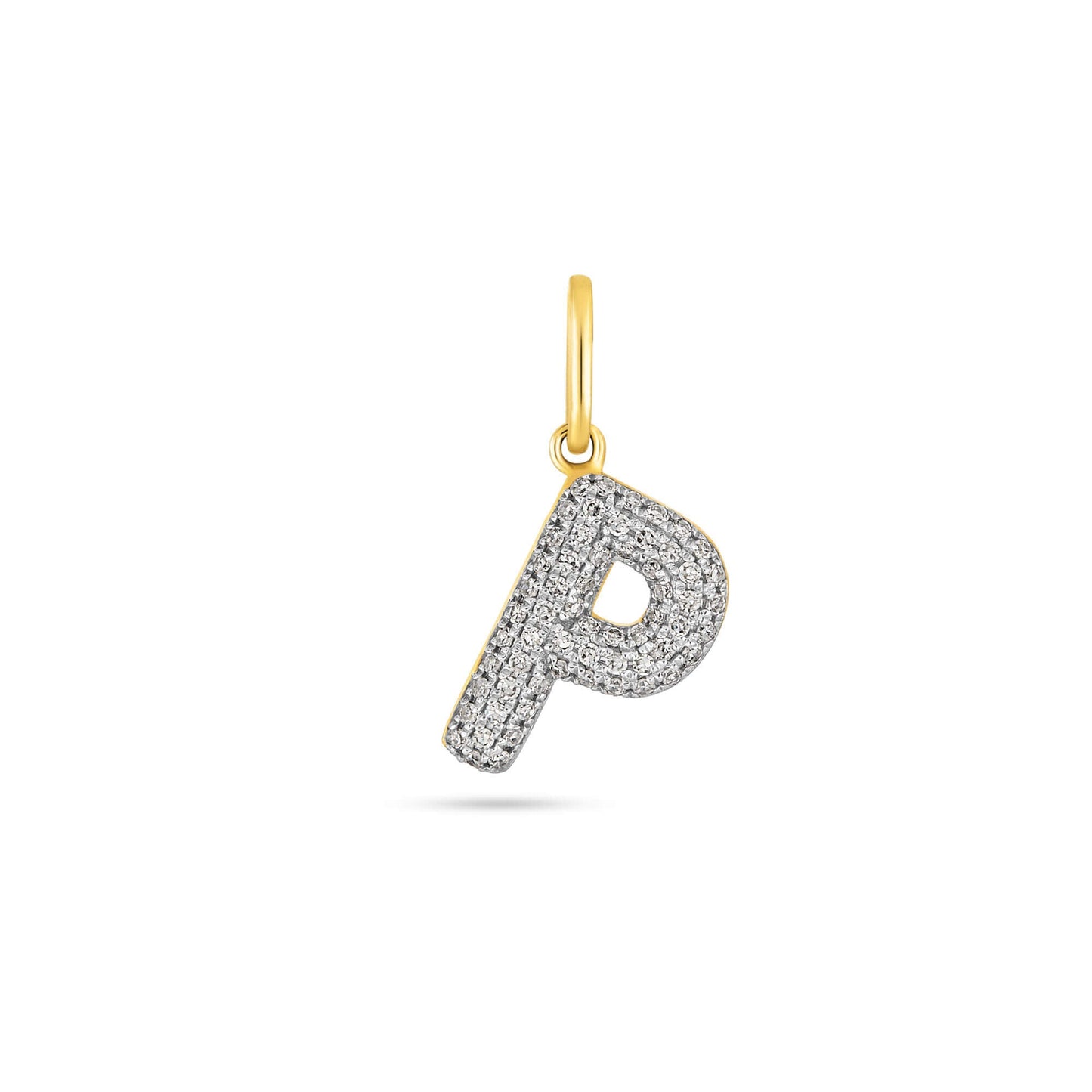 Pave Initial Charm in Bubble Design