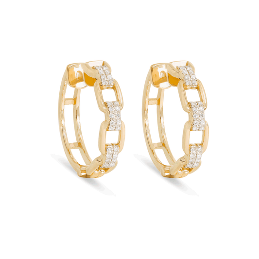 Bold Pave Linked Hoop Earrings