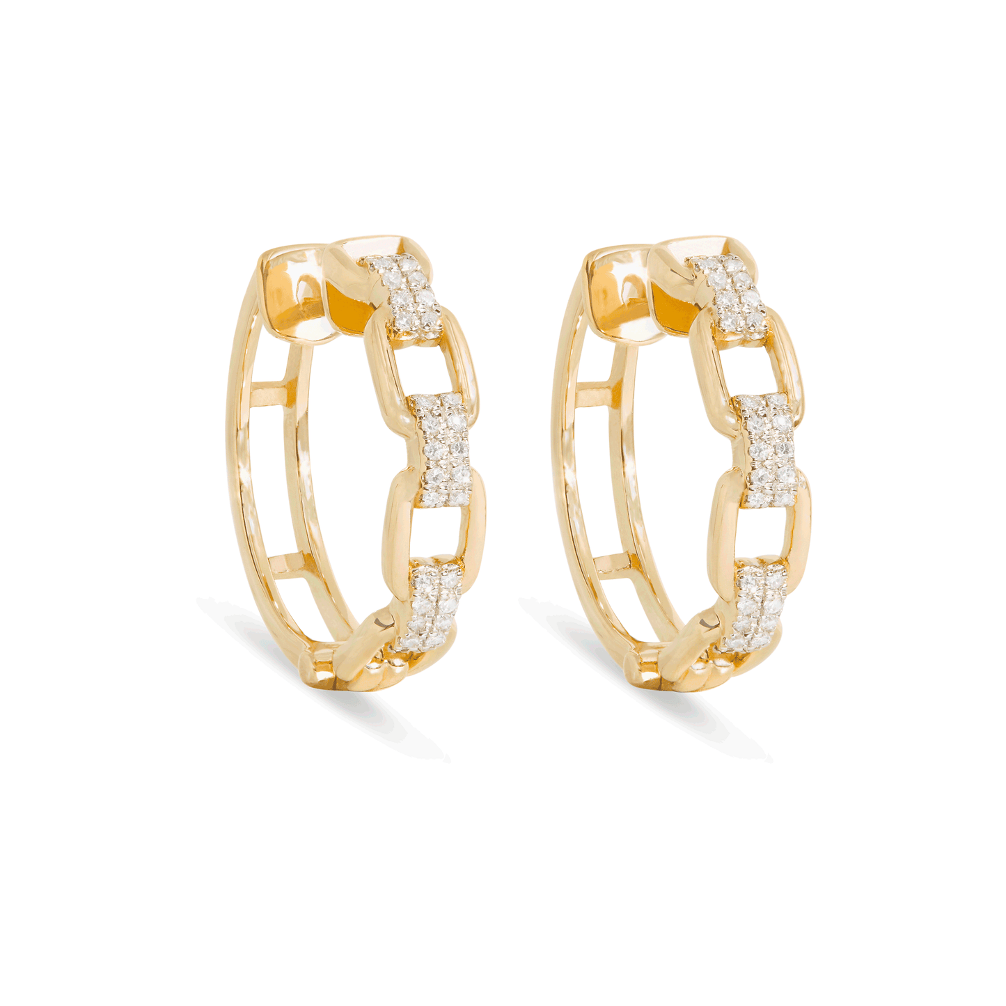 Bold Pave Linked Hoop Earrings