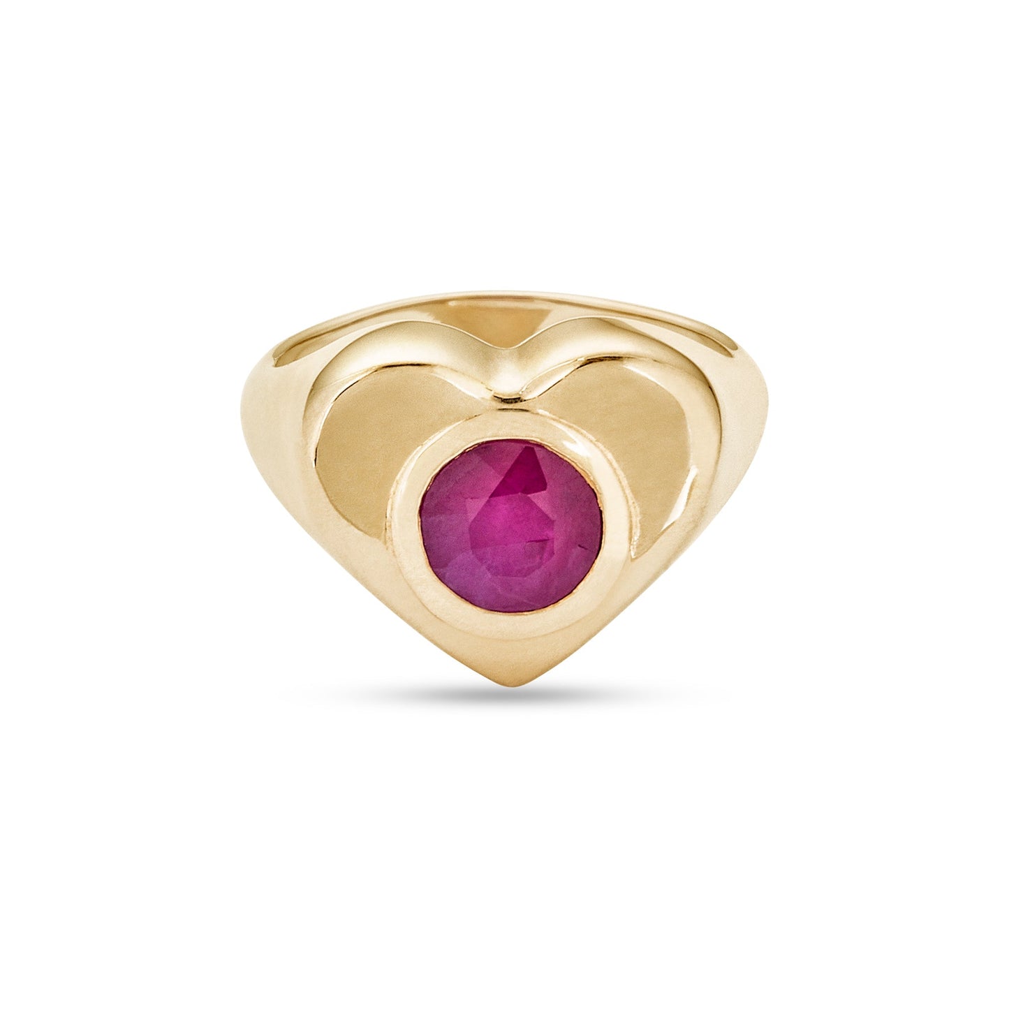 Ruby Heart Pinky Signet Ring in Bold Design