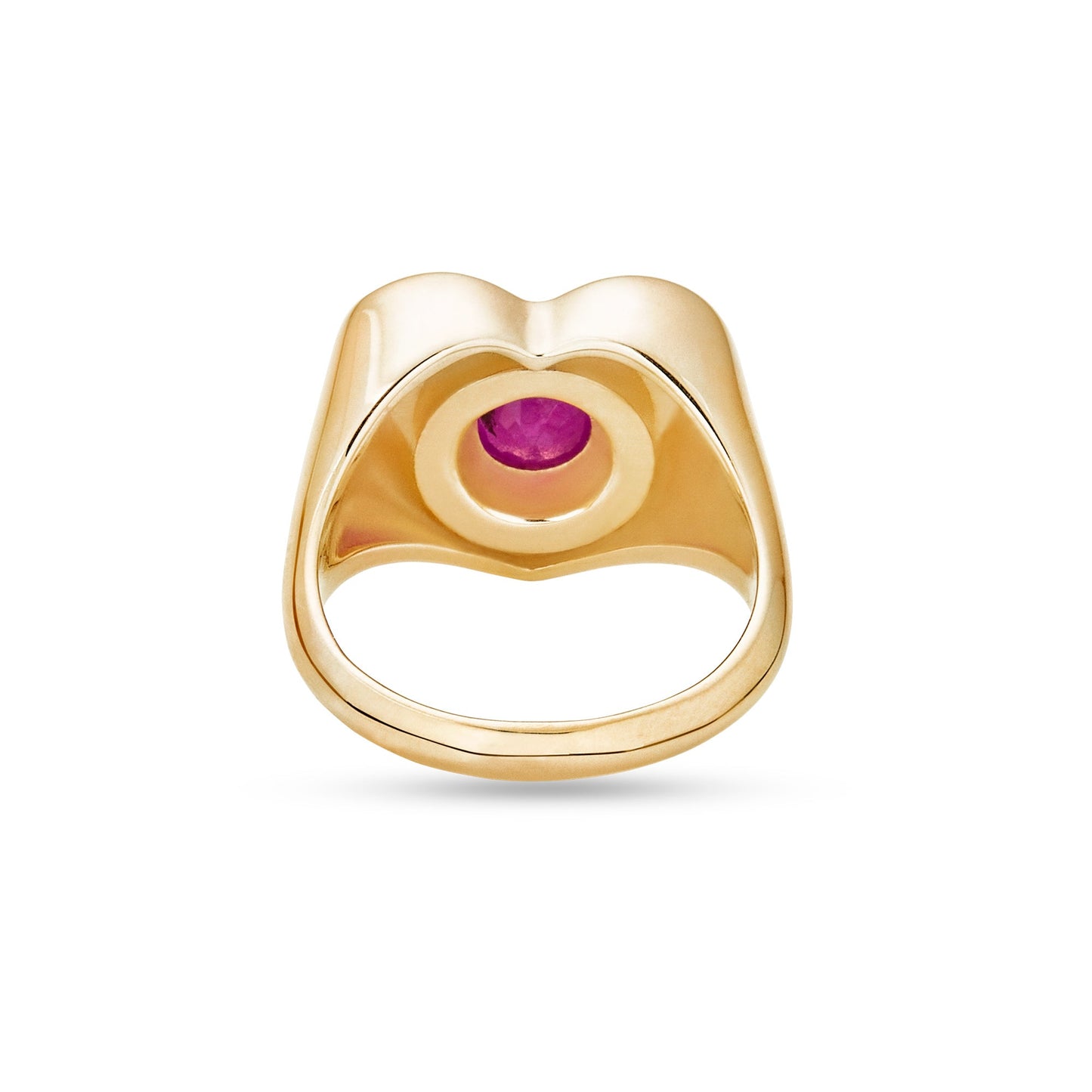 Ruby Heart Pinky Signet Ring in Bold Design