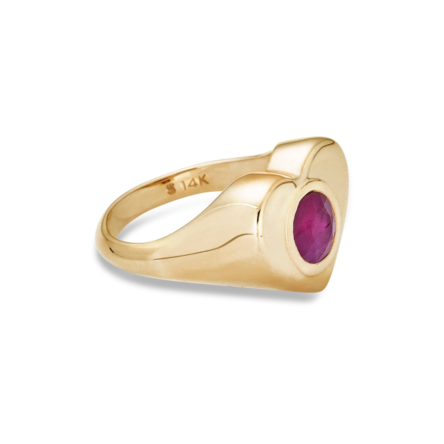 Ruby Heart Pinky Signet Ring in Bold Design