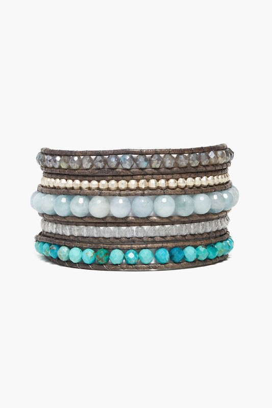 Aquamarine Mix Wrap Bracelet for Stylish Looks