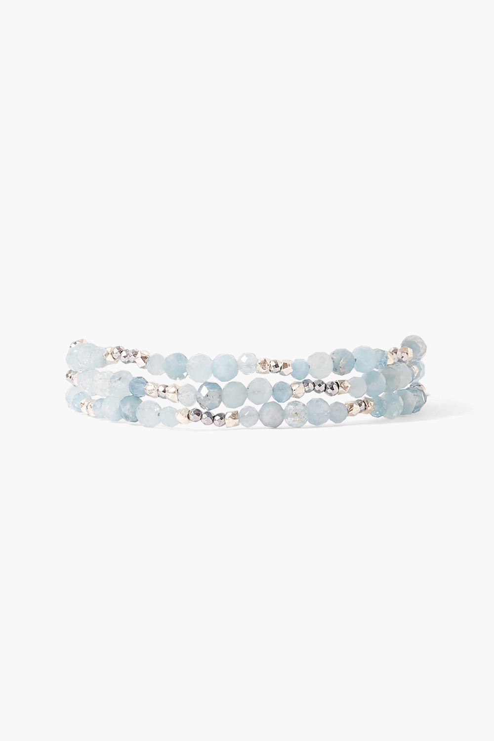 Triple Naked Wrap Bracelet in Aquamarine Silver