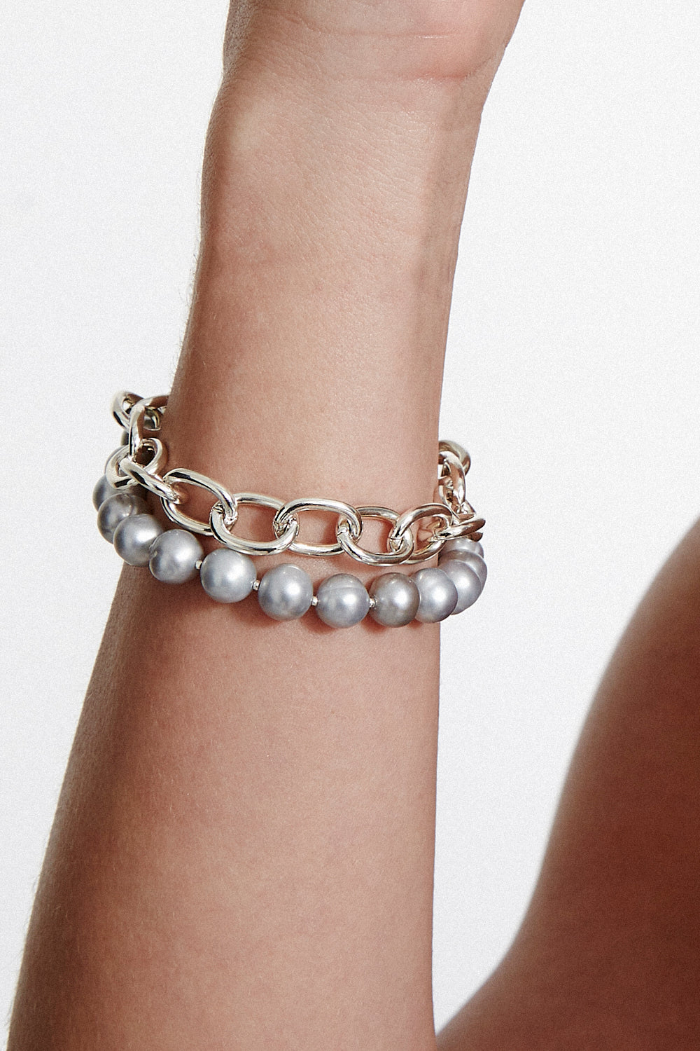 Grey Pearl Chain Bracelet Accessory