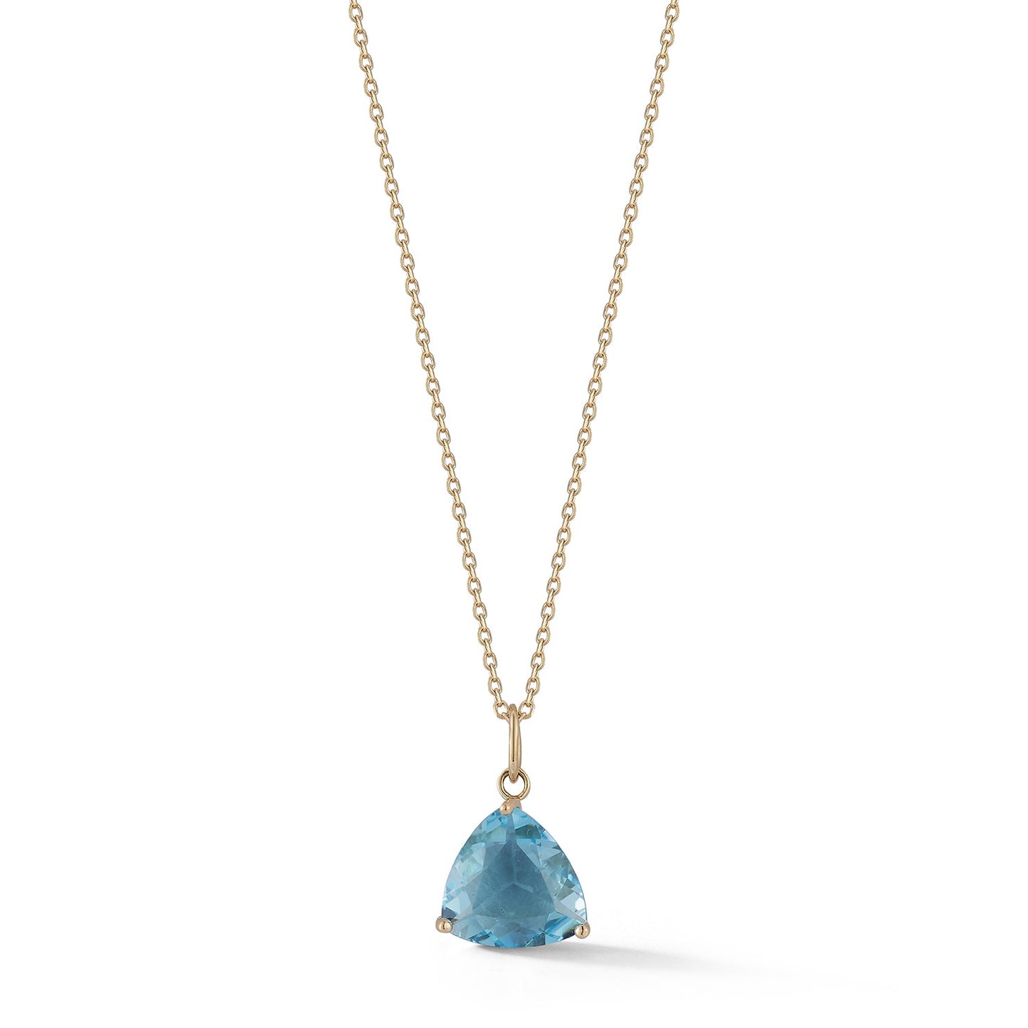 Blue Topaz Trillion Necklace in 14kt Metal