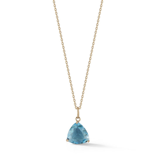 Blue Topaz Trillion Necklace in 14kt Metal