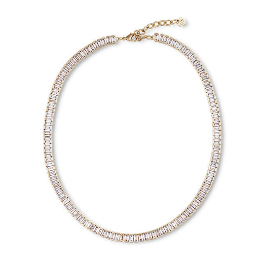 Baguette Design Tennis Necklace in Silver