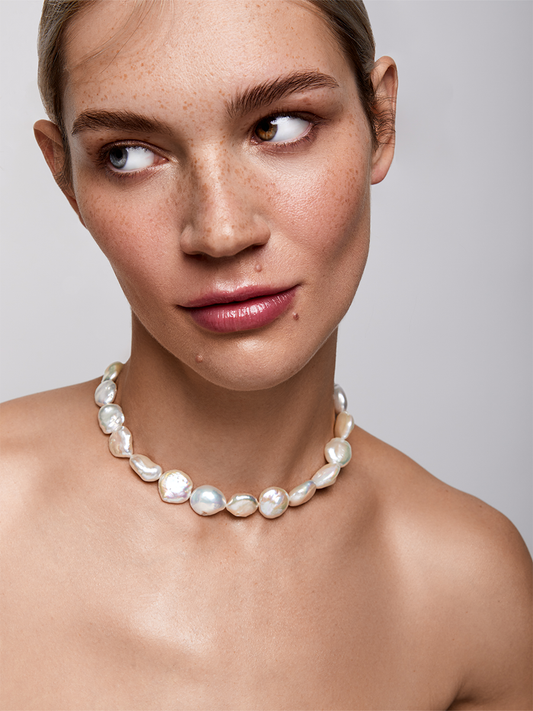 Gold Baroque Pearl Strand Necklace in 14kt