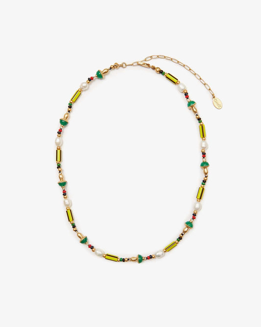 Colorful Beaded Stripe Necklace for Everyday Wear