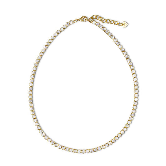 Elegant Bezel Tennis Necklace in Silver