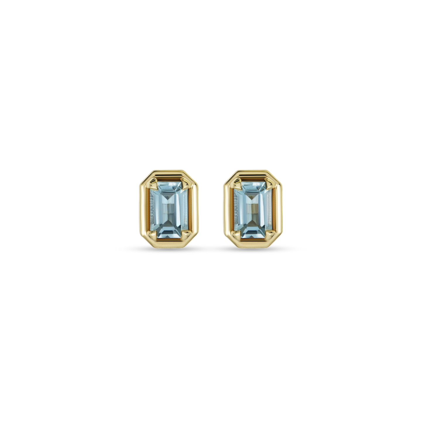 Emerald Cut Birthstone Stud Earrings