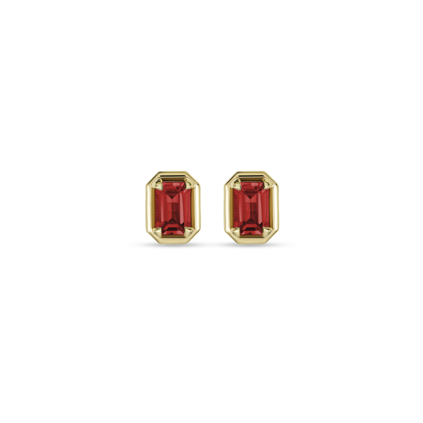 Emerald Cut Birthstone Stud Earrings