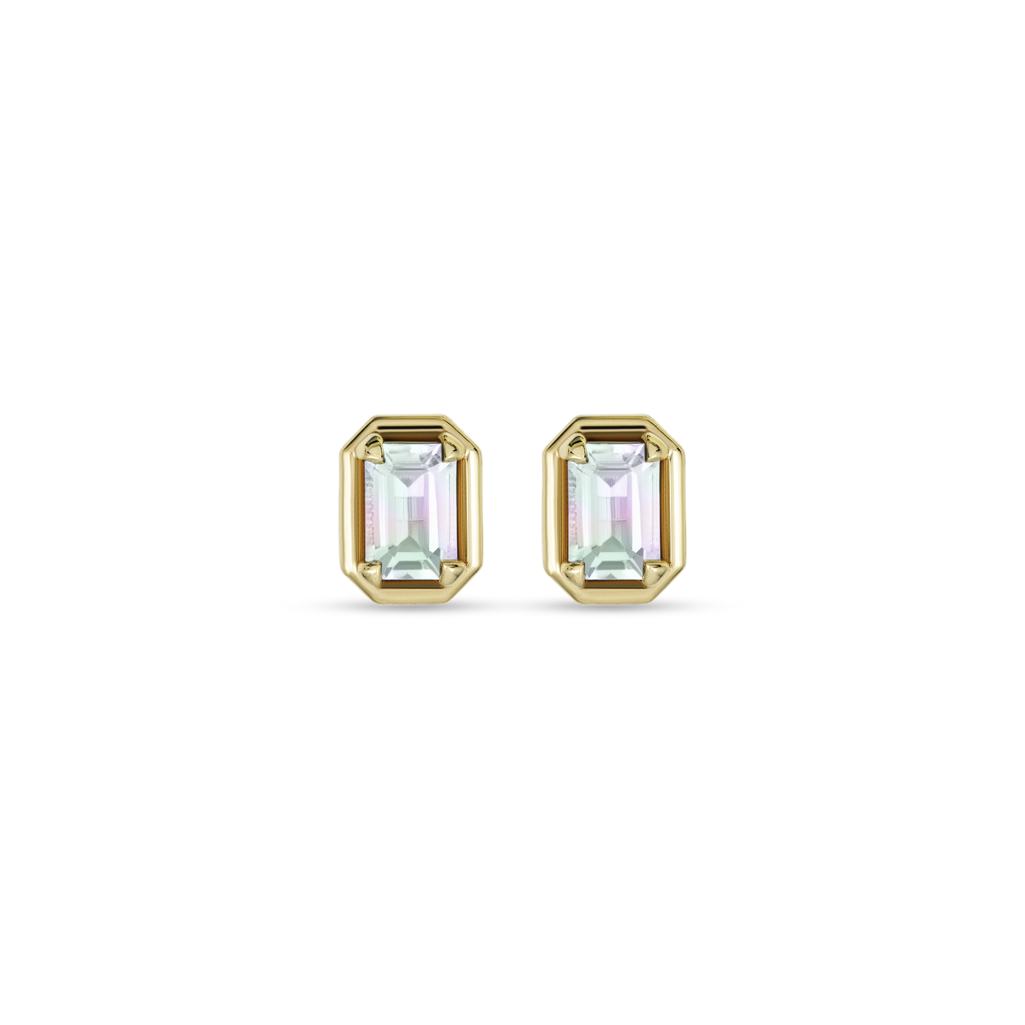 Emerald Cut Birthstone Stud Earrings