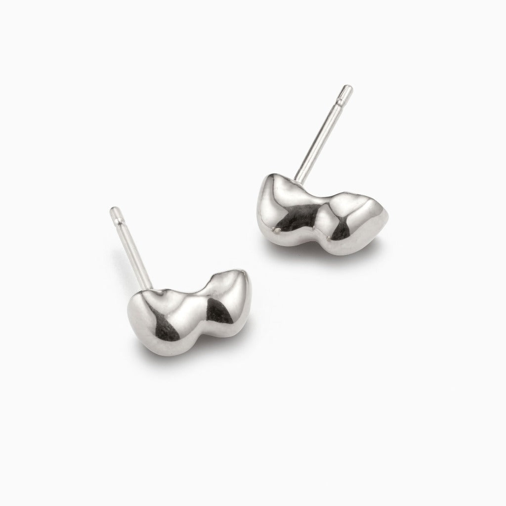 Simple Silver Bubble Stud Earrings