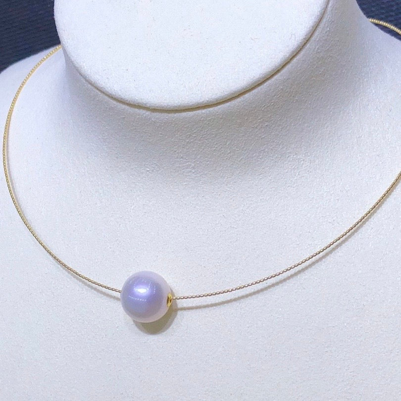 Round Pearl Collar Necklace in 18k Gold