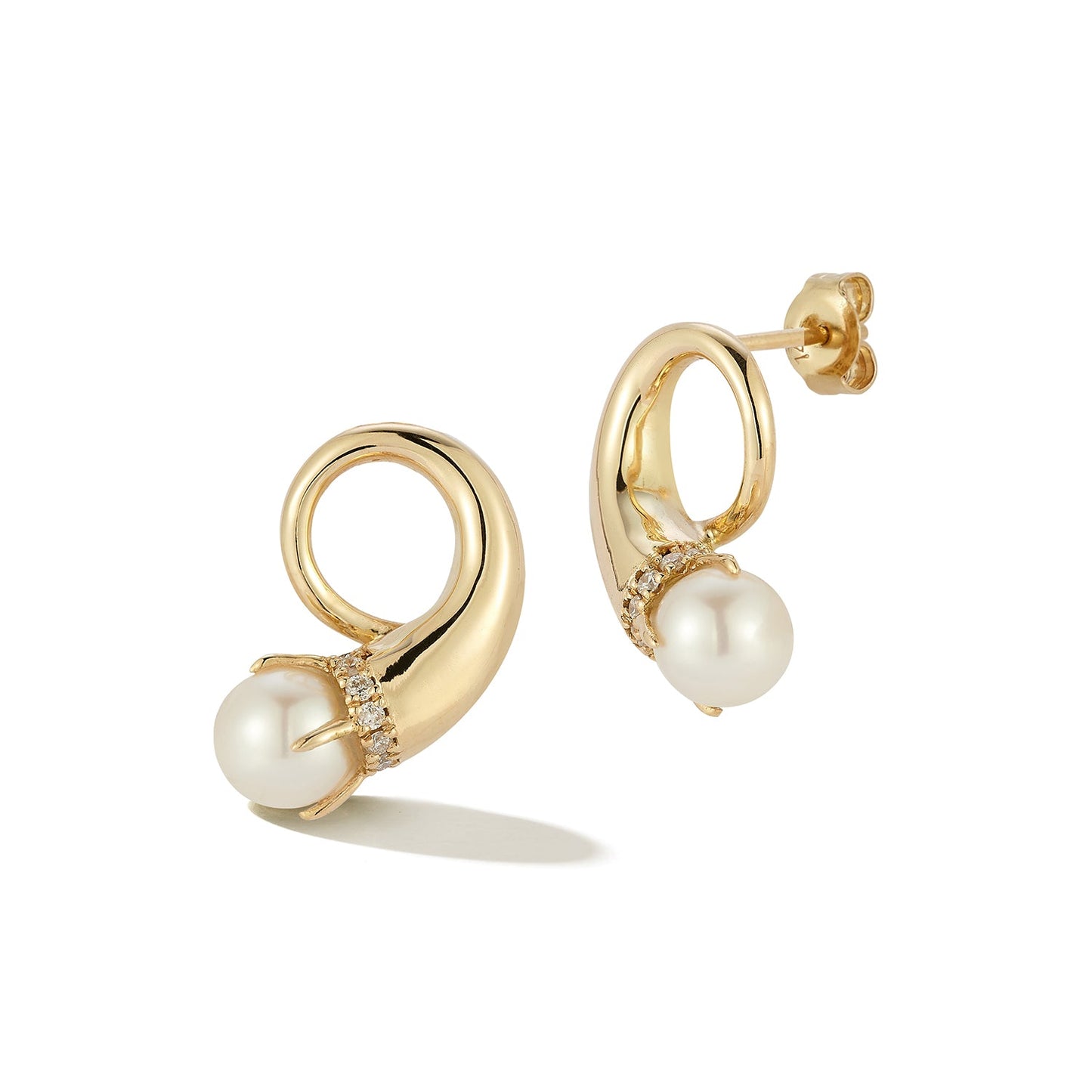 14kt Gold Pearl Cornucopia Earrings