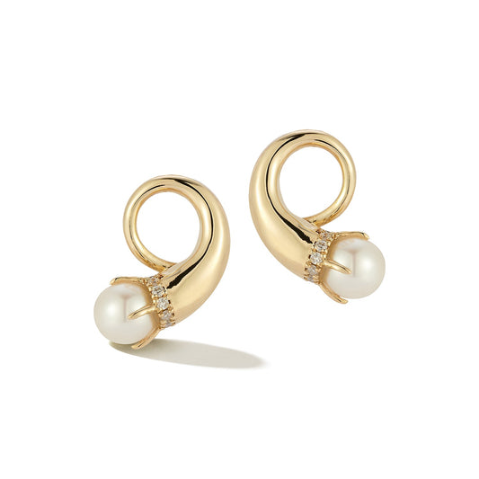 14kt Gold Pearl Cornucopia Earrings