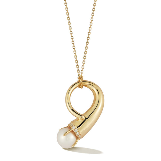 Pearl Cornucopia Necklace in 14kt Gold