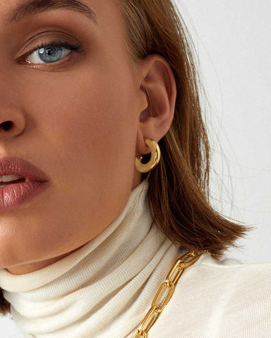 Medium Gold Hoop Earrings Stylish Design