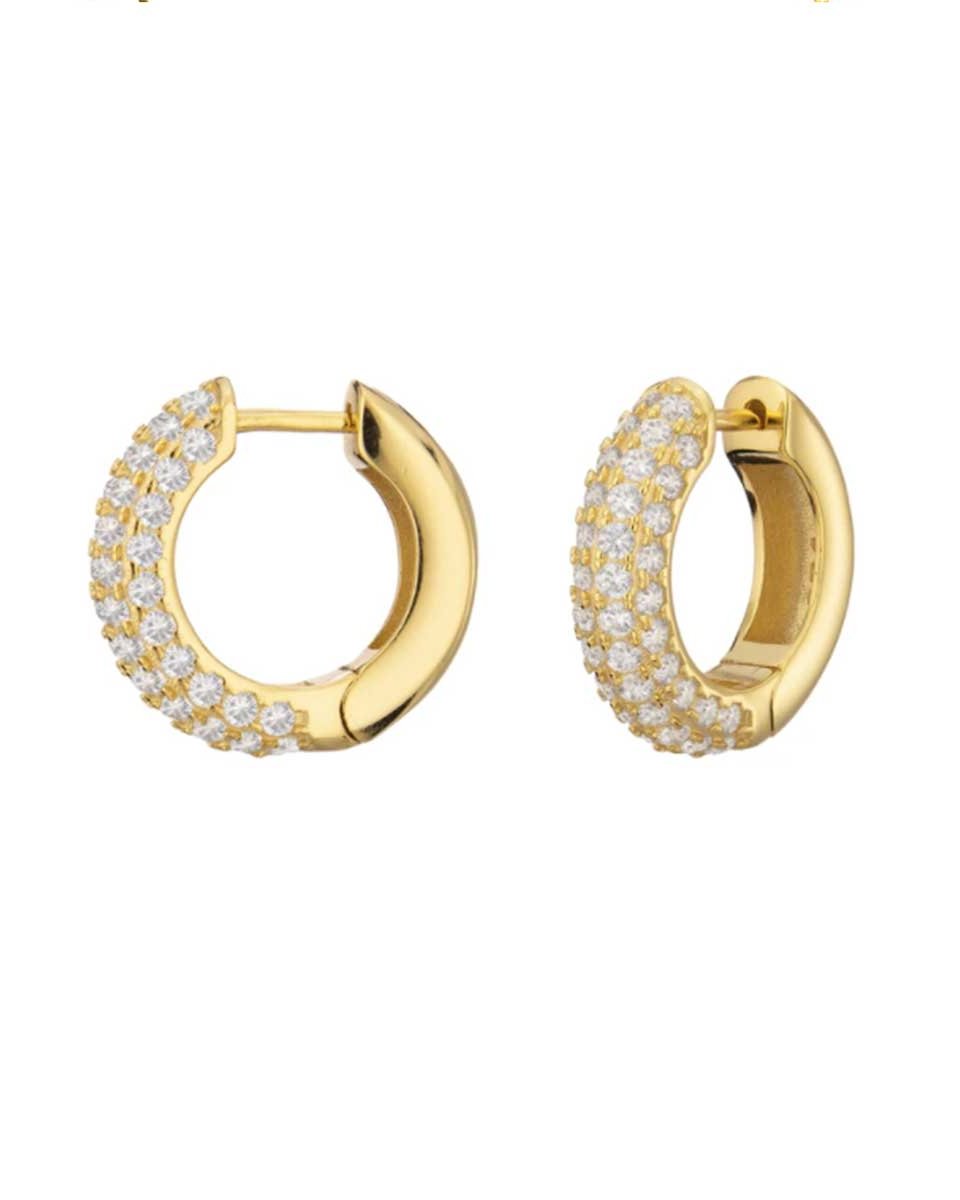 Stylish Pave Hoop Earrings in Silver