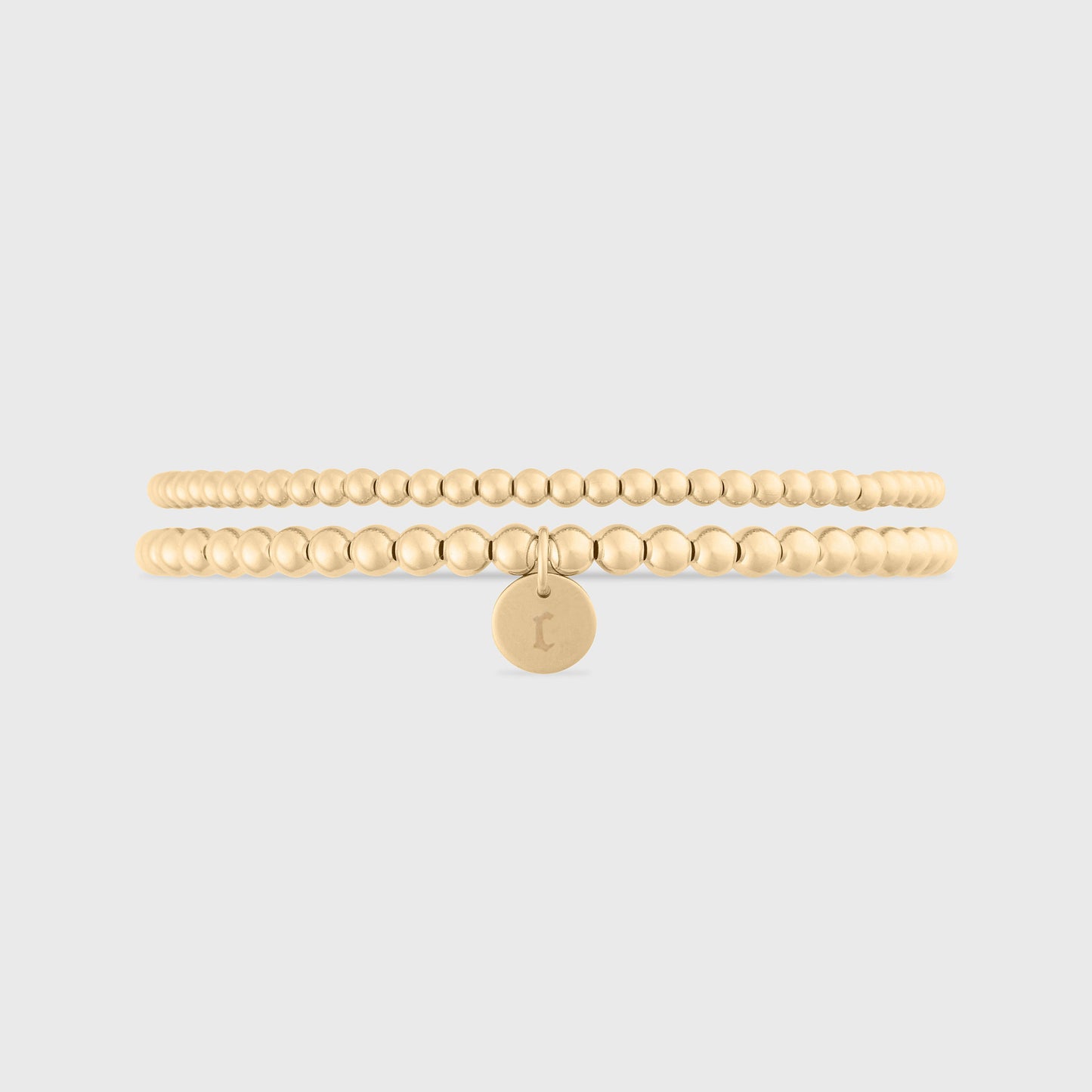 Double Stack Old English Initial Bracelet Set