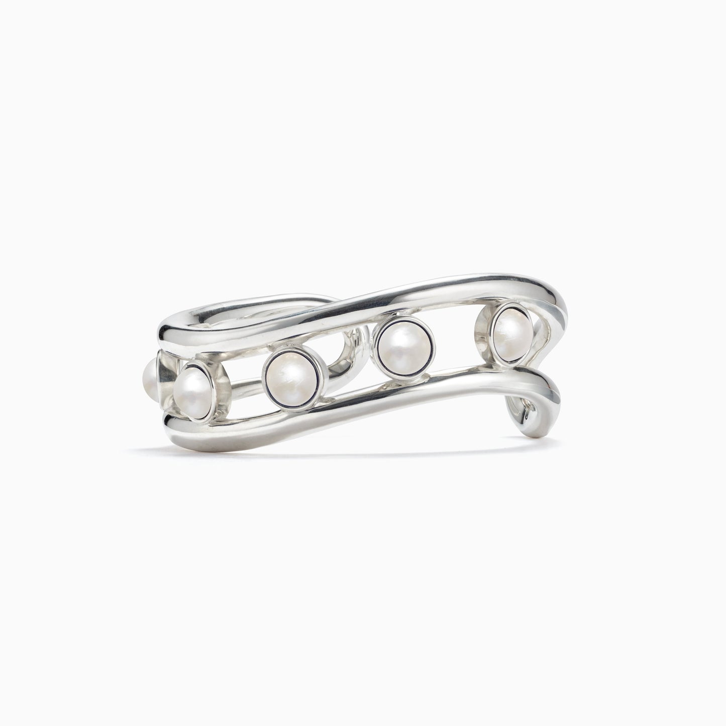 Silver Cuff Bracelet in Modern Design