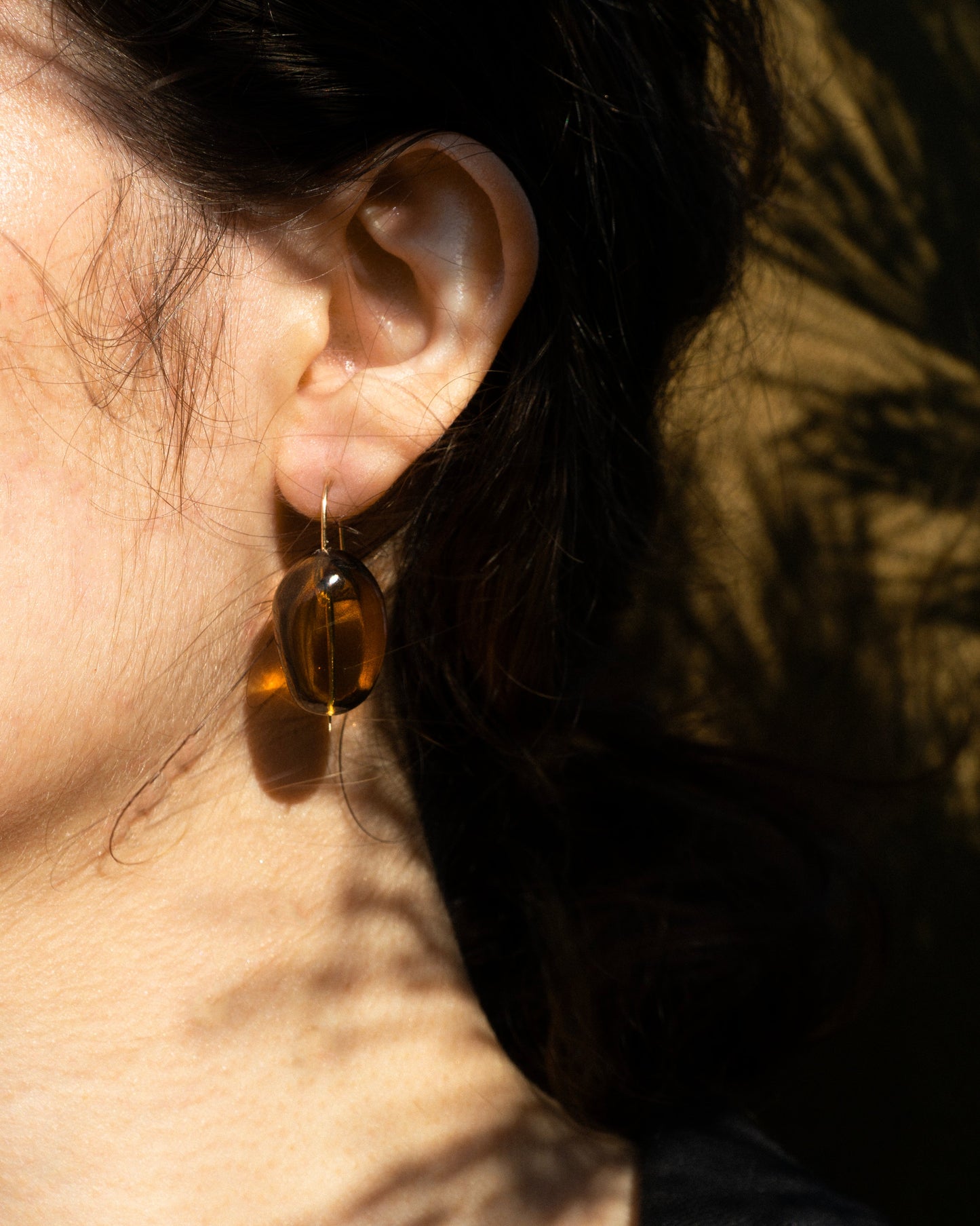 Cognac Quartz Dangle Earrings in Modern Style