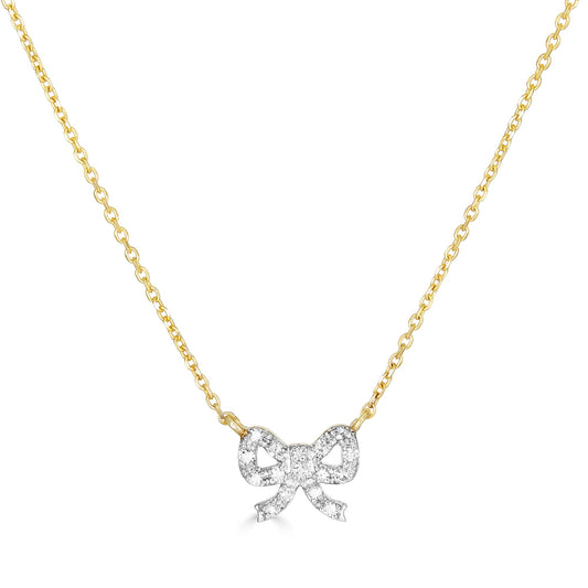 Elegant Diamond Bow Necklace Design