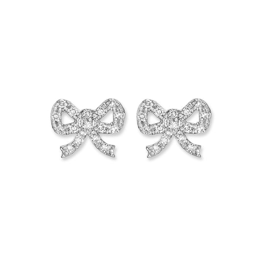 Elegant Diamond Bow Stud Earrings