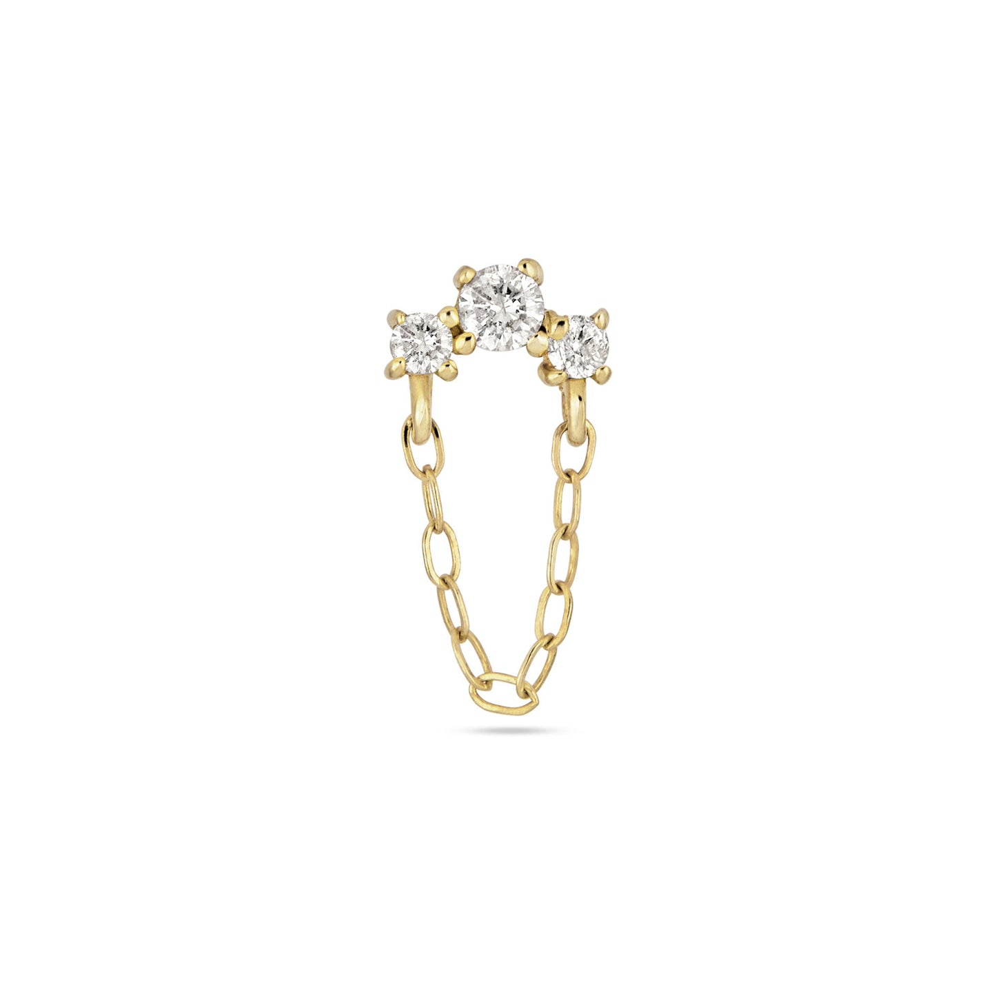 Dainty Diamond Trio Chain Stud Earrings