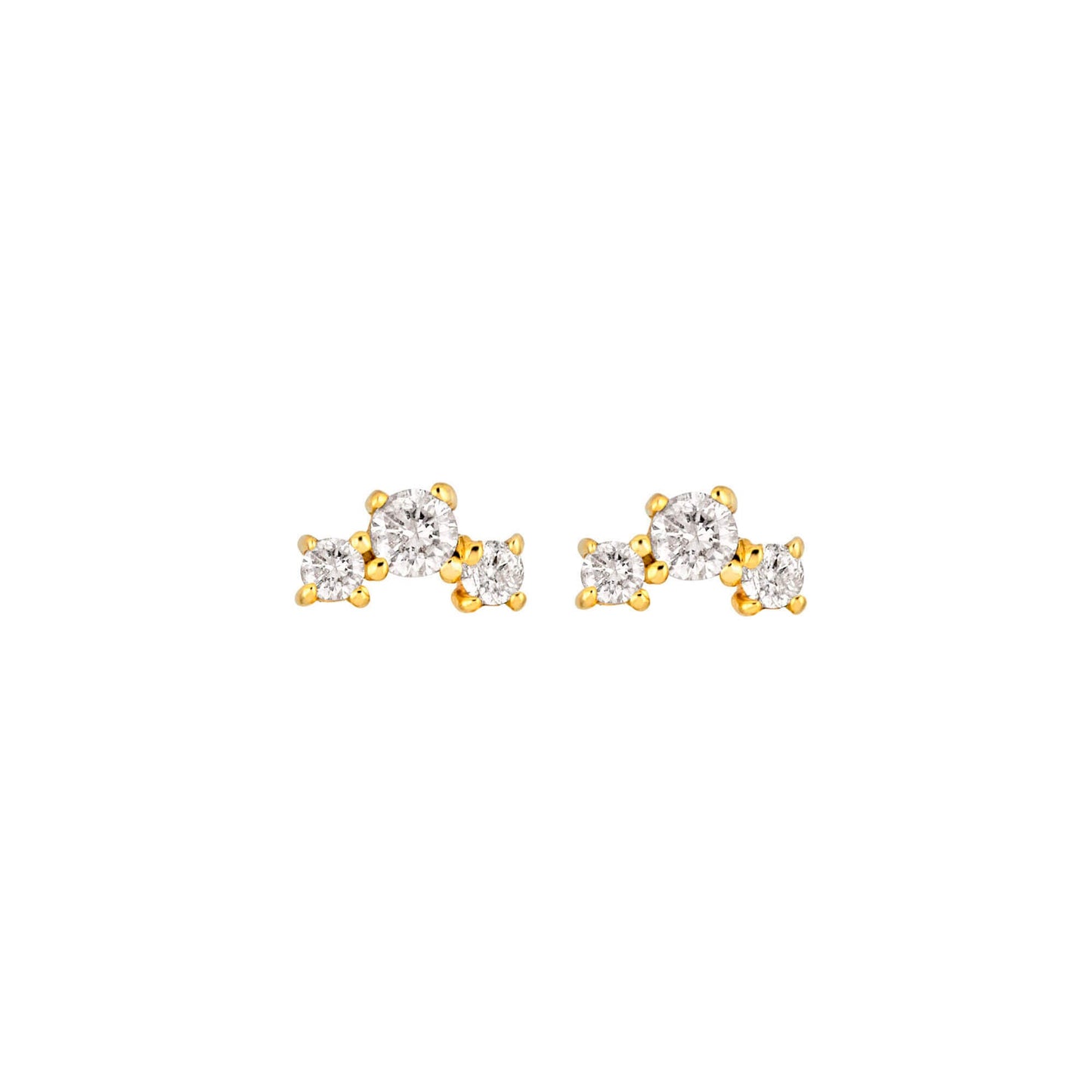 Dainty Trio Studs with Diamond Accent