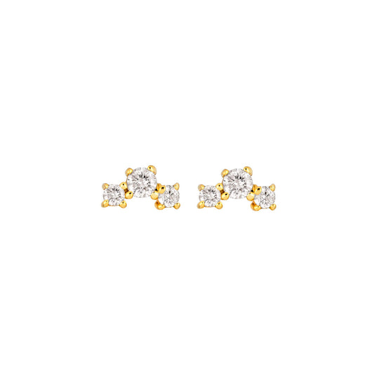 Dainty Trio Studs with Diamond Accent