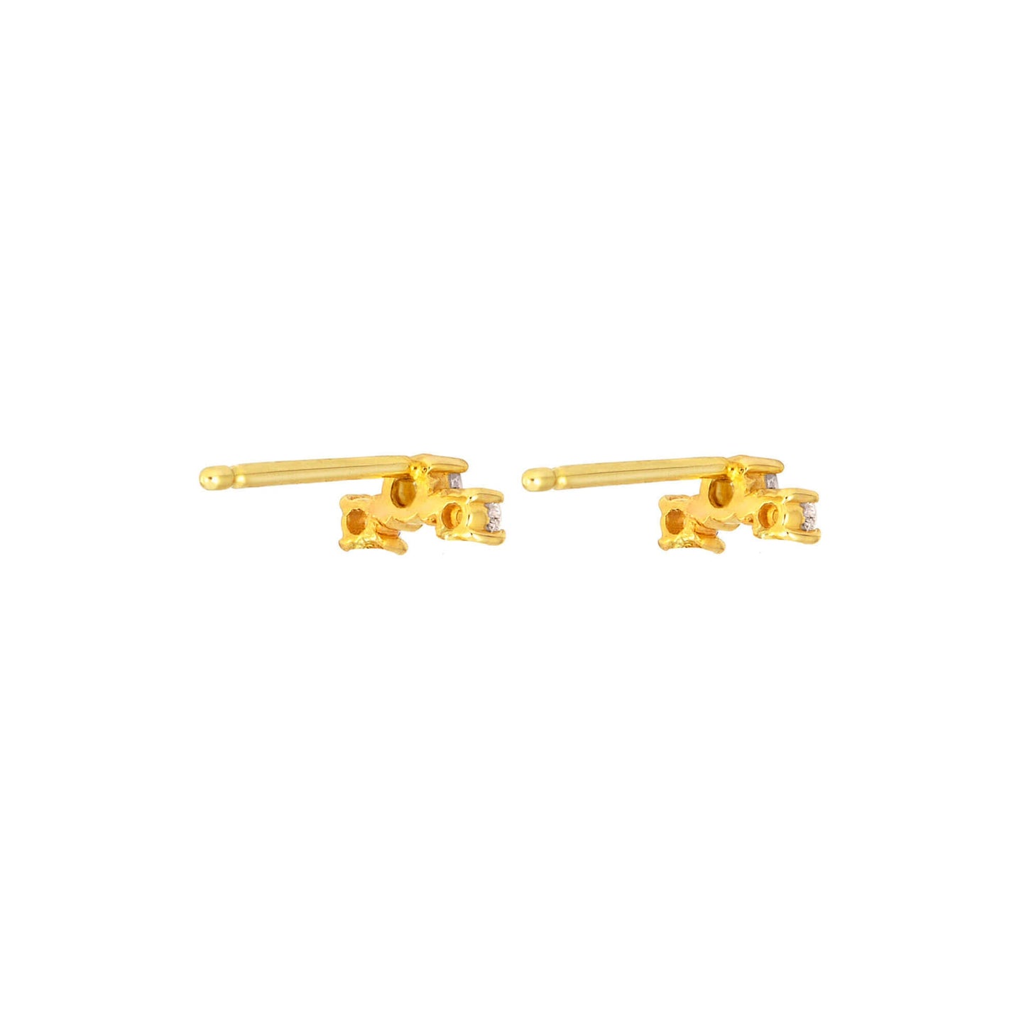 Dainty Trio Studs with Diamond Accent