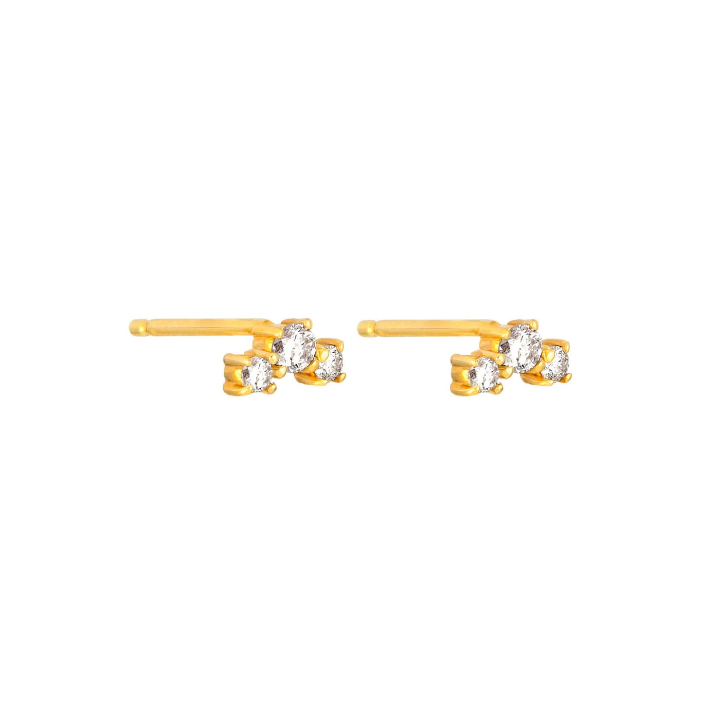 Dainty Trio Studs with Diamond Accent