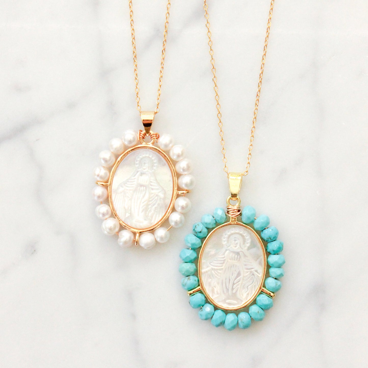 Virgin Mary Medallion Chain Necklace