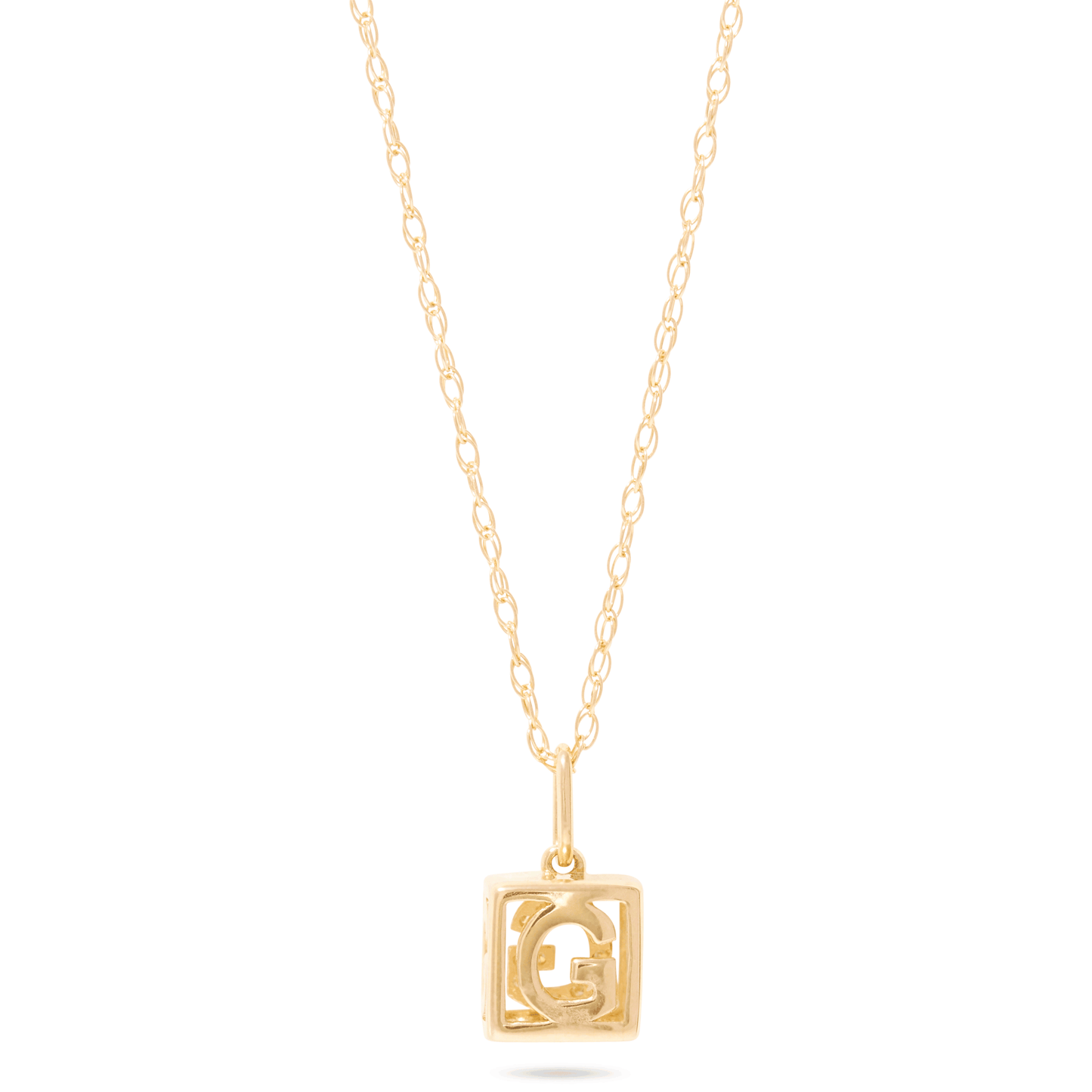 Diamond Initial Necklace with Baby Block Design