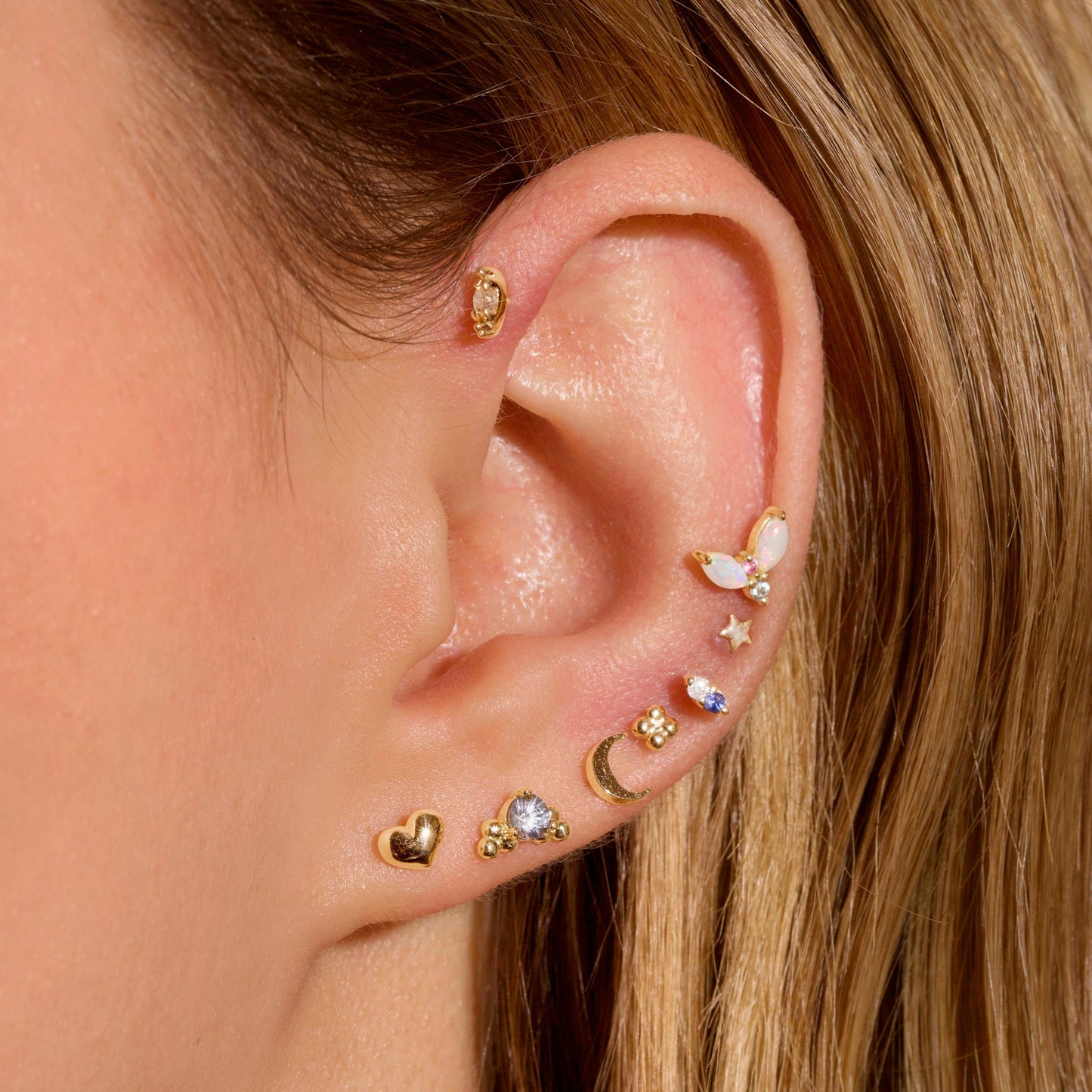 Diamond Bead Piercing Earrings for Everyday Wear