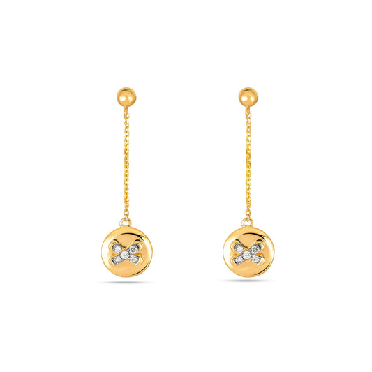 Elegant Diamond Button Drop Earrings