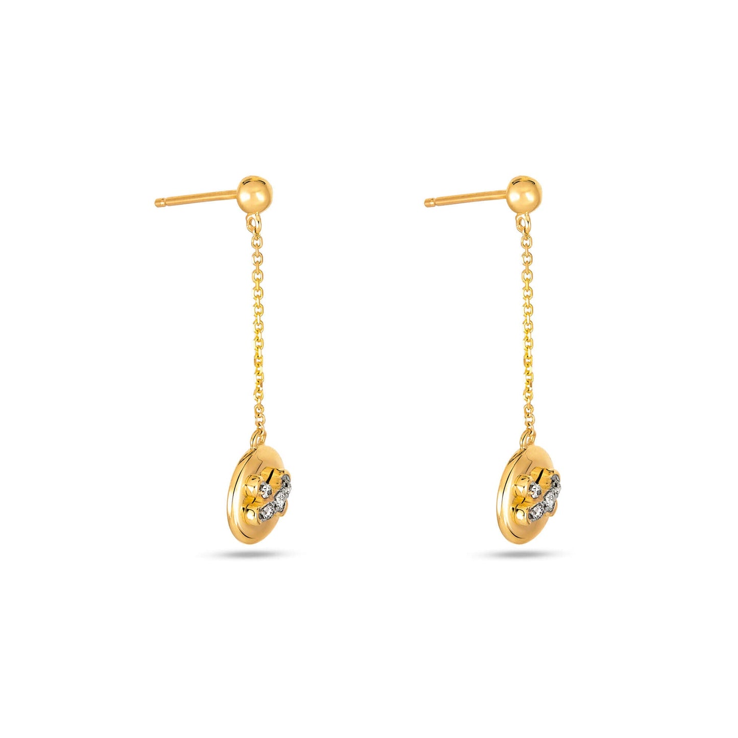 Elegant Diamond Button Drop Earrings