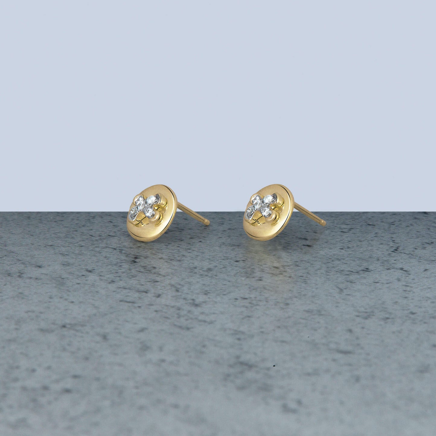 Diamond Button Stud Earrings in Classic Style