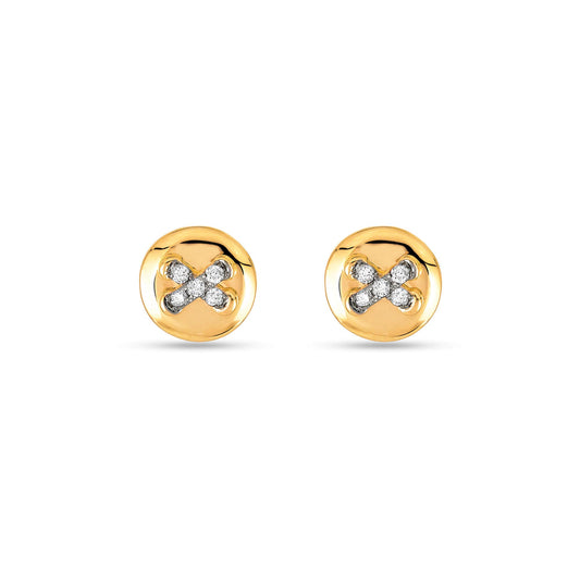 Diamond Button Stud Earrings in Classic Style