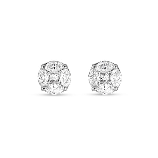 Mosaic Diamond Stud Earrings for Elegant Style