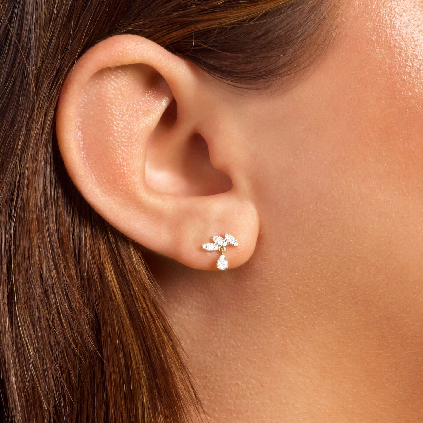 Diamond Drop Stud Earrings