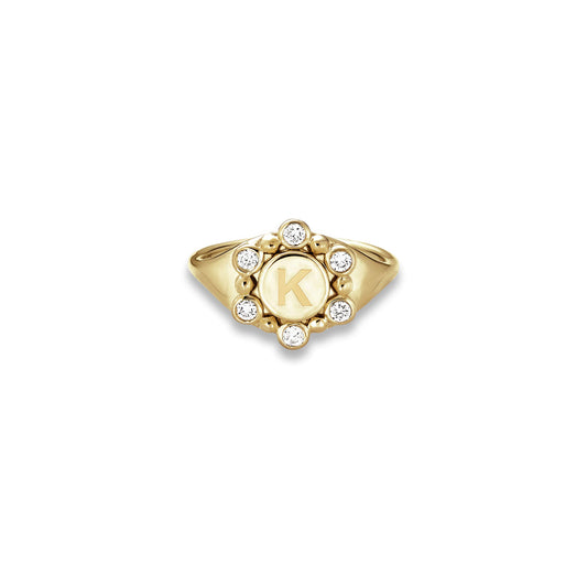 Diamond Pinky Signet Ring in Orbit Design