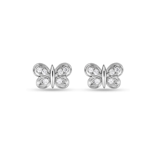 Diamond Butterfly Stud Earrings in Puff Design