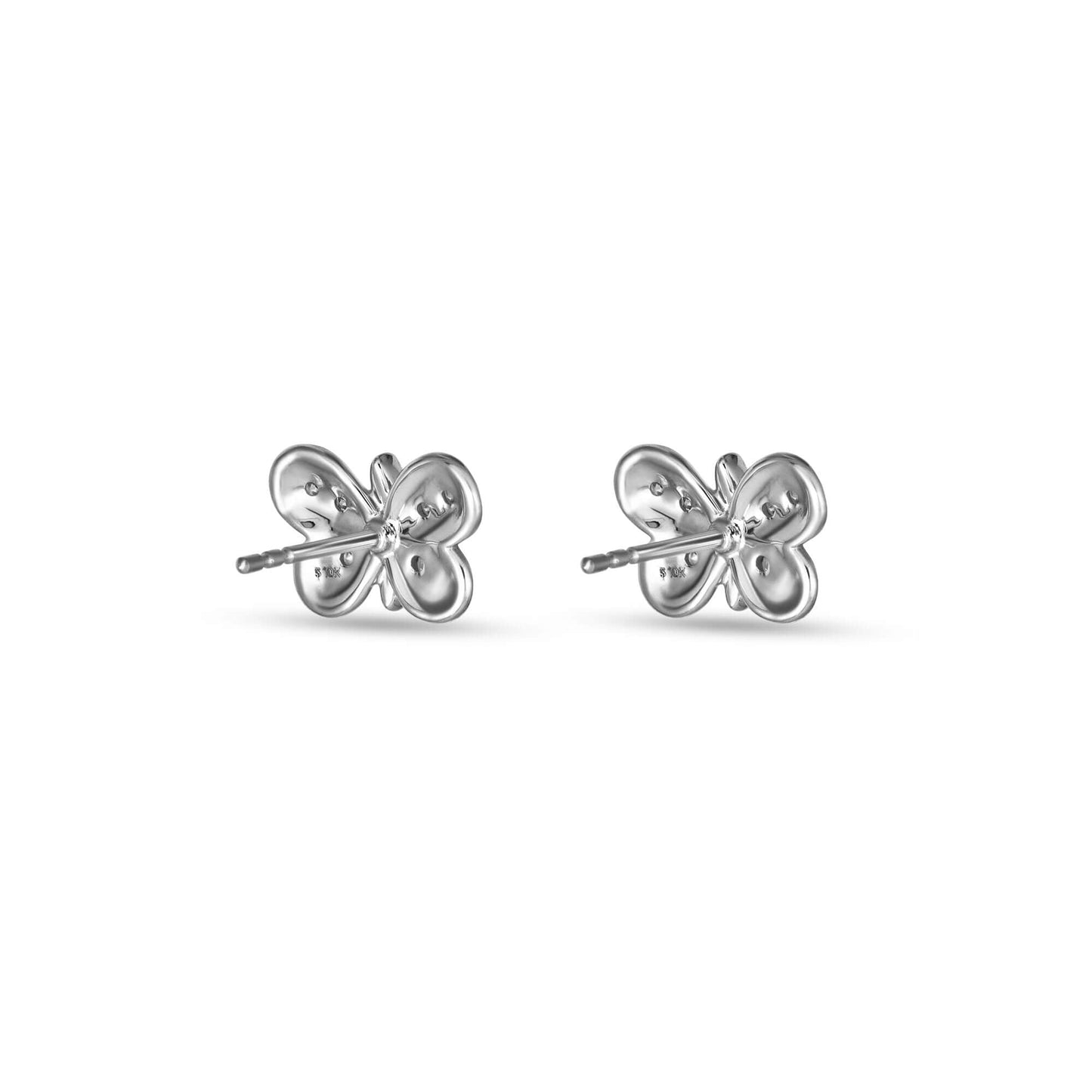 Diamond Butterfly Stud Earrings in Puff Design