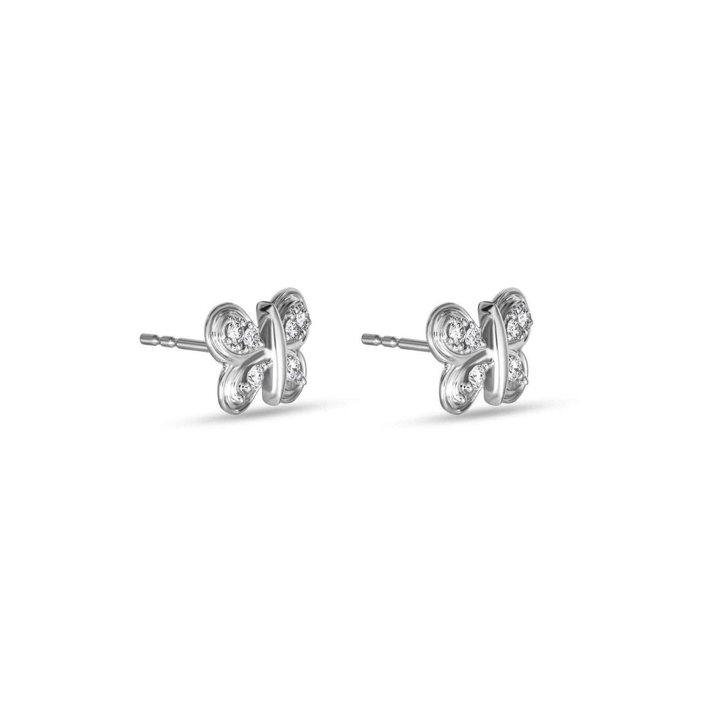 Diamond Butterfly Stud Earrings in Puff Design