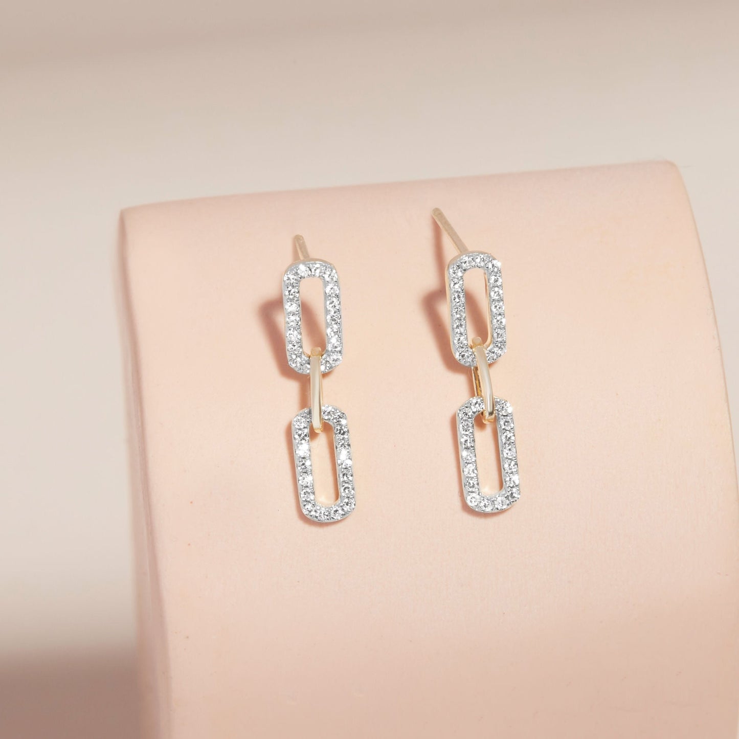 Sparkling Diamond Chain Drop Earrings