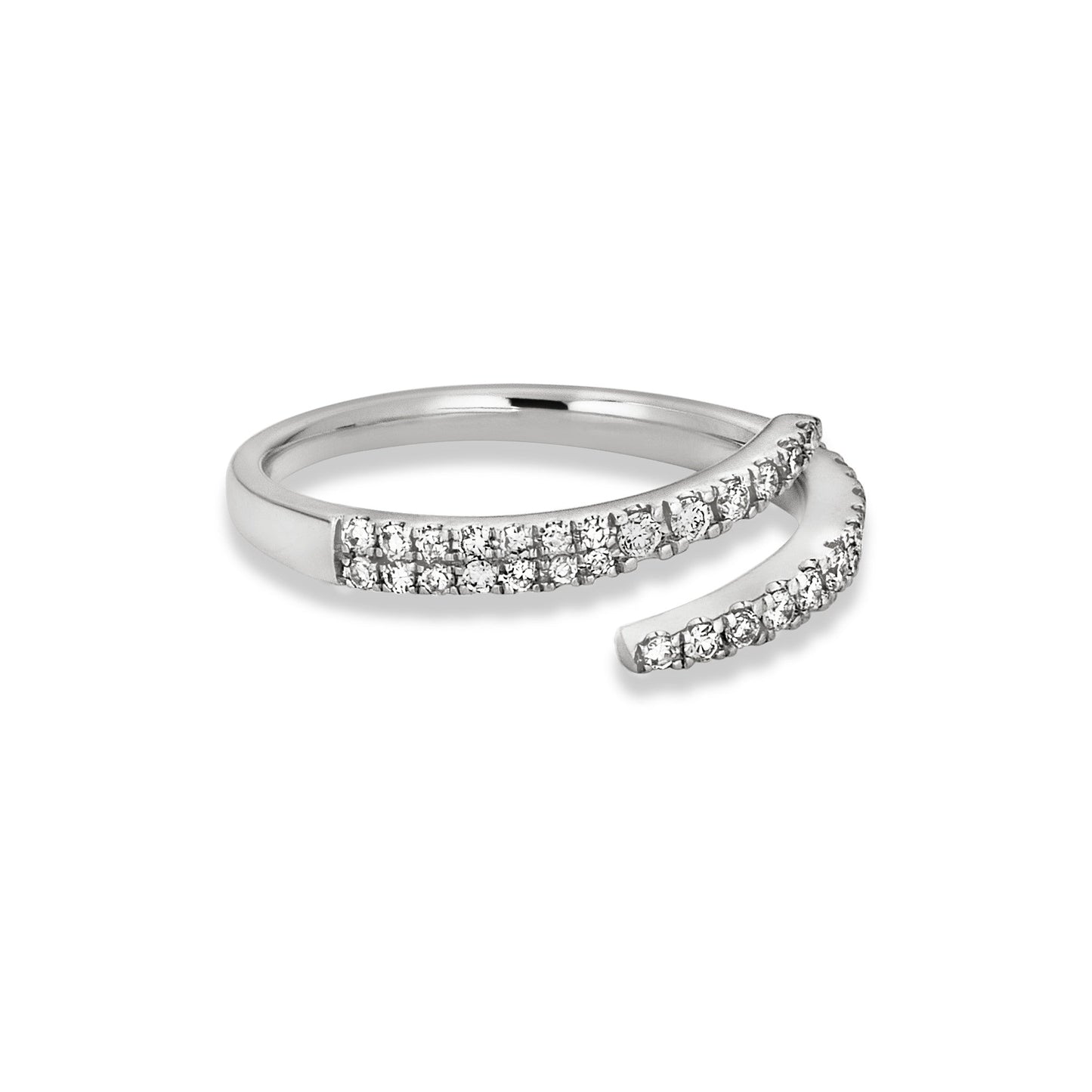 Elegant Diamond Twirl Ring in Silver